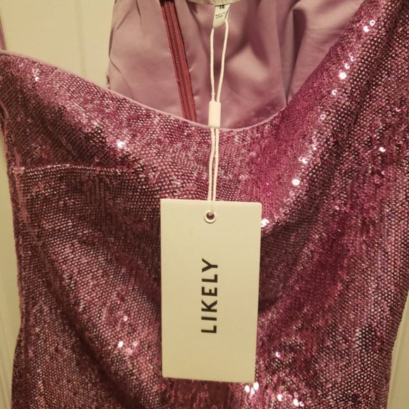 Likely Dress- Toscano One Shoulder Cutout Sequin Dress Size 14 - Picture 7 of 8